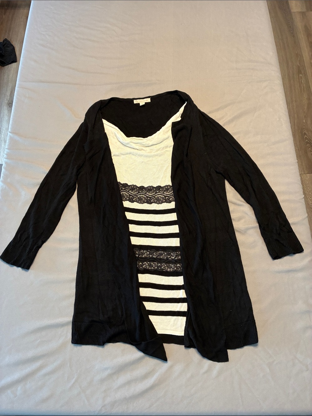 Black Open-Front Women's Cardigan — Lightweight Draped Knit
